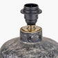 Vulcan Textured Volcanic Effect Grey Small Stoneware Table Lamp Base with Edward 30cm Natural Linen Cylinder Lampshade