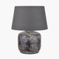 Vulcan Textured Volcanic Effect Grey Small Stoneware Table Lamp Base with Lys 30cm Steel Grey Self Lined Linen Tapered Lampshade