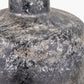 Vulcan Textured Volcanic Effect Grey Small Stoneware Table Lamp Base with Lino 25cm Cinnamon Self Lined Linen Cylinder Lampshade