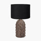 Kali Textured Dot Grey Stoneware Table Lamp Base with Lino 30cm Black Self Lined Linen Cylinder Lampshade