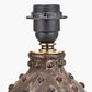 Kali Textured Dot Grey Stoneware Table Lamp Base with Lino 30cm Black Self Lined Linen Cylinder Lampshade