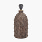 Kali Textured Dot Grey Stoneware Table Lamp Base with Lino 30cm White Self Lined Linen Cylinder Lampshade