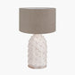 Kali Textured Dot Light Grey Stoneware Table Lamp Base with Edward 30cm Natural Linen Cylinder Lampshade