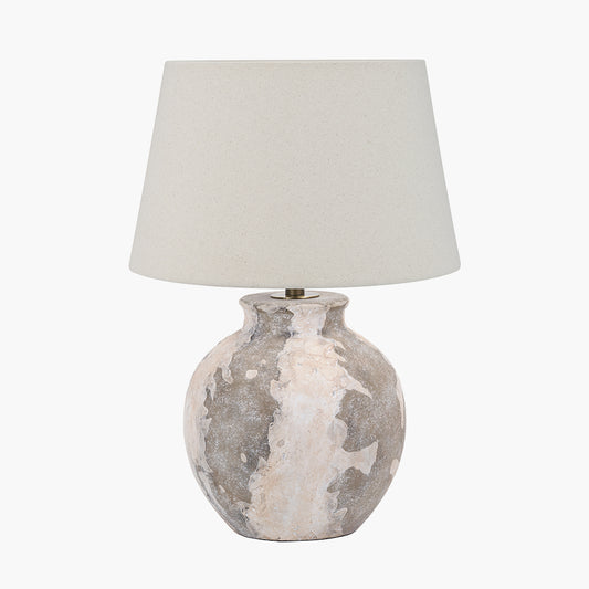 Lulia Antique Finish Stoneware Table Lamp Base with Coast 35cm Cream Calico Tapered Lampshade