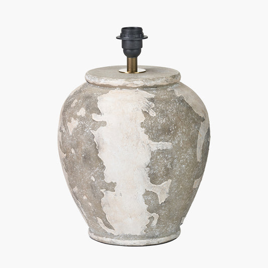 Lulia Antique Finish Stoneware Urn Table Lamp Base with Harley 50cm Slubby Hopsack Empire Lampshade