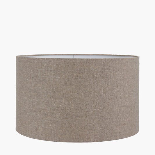 Lulia Antique Finish Stoneware Urn Table Lamp Base with Edward 45cm Natural Linen Cylinder Lampshade