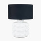 Serenity White Bobbled Ceramic Large Table Lamp Base with Harry 40cm Black Cotton Mix Cylinder Lampshade