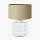 Serenity White Bobbled Ceramic Large Table Lamp Base with Harry 40cm Taupe Cotton Mix Cylinder Lampshade