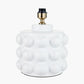 Serenity White Bobbled Ceramic Large Table Lamp Base with Henry 40cm Tobacco Handloom Cylinder Lampshade
