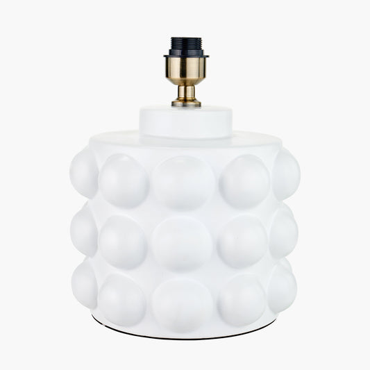 Serenity White Bobbled Ceramic Large Table Lamp Base with Henry 40cm Tobacco Handloom Cylinder Lampshade