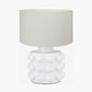 Serenity White Bobbled Ceramic Large Table Lamp Base with Henry 45cm White Handloom Cylinder Lampshade