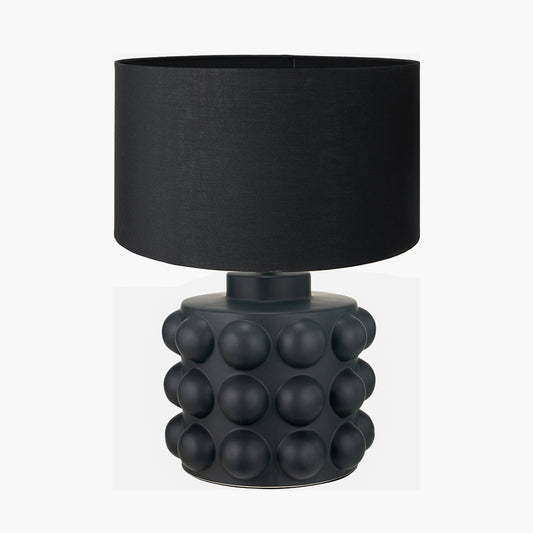 Serenity Black Bobbled Ceramic Large Table Lamp Base with Harry 40cm Black Cotton Mix Cylinder Lampshade
