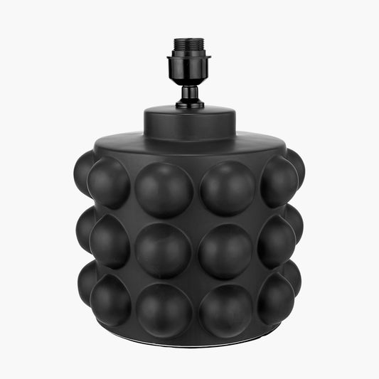 Serenity Black Bobbled Ceramic Large Table Lamp Base with Henry 40cm Tobacco Handloom Cylinder Lampshade