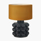 Serenity Black Bobbled Ceramic Large Table Lamp Base with Henry 45cm Mustard Handloom Cylinder Lampshade