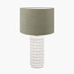 Sohan White Bobbled Ceramic Tall Table Lamp Base with Edward 40cm Pistachio Green Linen Cylinder Lampshade