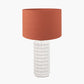 Sohan White Bobbled Ceramic Tall Table Lamp Base with Lino 40cm Cinnamon Self Lined Linen Cylinder Lampshade