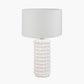 Sohan White Bobbled Ceramic Tall Table Lamp Base with Lino 40cm White Self Lined Linen Cylinder Lampshade
