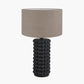 Sohan Black Bobbled Ceramic Tall Table Lamp Base with Edward 40cm Natural Linen Cylinder Lampshade
