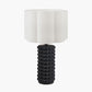 Sohan Black Bobbled Ceramic Tall Table Lamp Base with Bloom 40cm White Handloom Scalloped Cylinder Lampshade