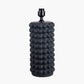 Sohan Black Bobbled Ceramic Tall Table Lamp Base with Bloom 40cm White Handloom Scalloped Cylinder Lampshade