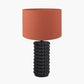 Sohan Black Bobbled Ceramic Tall Table Lamp Base with Lino 40cm Cinnamon Self Lined Linen Cylinder Lampshade