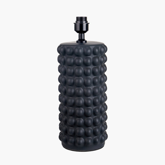 Sohan Black Bobbled Ceramic Tall Table Lamp Base with Lino 40cm Cinnamon Self Lined Linen Cylinder Lampshade