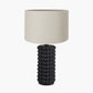 Sohan Black Bobbled Ceramic Tall Table Lamp Base with Lino 40cm Grey Self Lined Linen Cylinder Lampshade