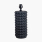 Sohan Black Bobbled Ceramic Tall Table Lamp Base with Lino 40cm White Self Lined Linen Cylinder Lampshade