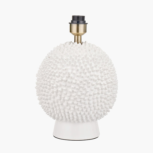 Wrenley Cream Ceramic Sea Urchin Table Lamp Base with Harry 35cm Sage Cotton Mix Cylinder Lampshade
