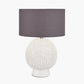 Wrenley Cream Ceramic Sea Urchin Table Lamp Base with Henry 35cm Grey Handloom Cylinder Lampshade