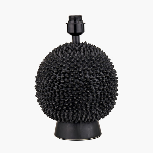 Wrenley Black Ceramic Sea Urchin Table Lamp Base with Winston 40cm White Handloom Tapered Lampshade