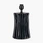 Devony Black Pleated Ceramic Table Lamp Base with Lino 35cm White Self Lined Linen Cylinder Lampshade