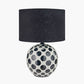 Larisa Black Polka Dot Ceramic Table Lamp Base with Lino 35cm Black Self Lined Linen Cylinder Lampshade
