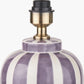 Priscilla Lilac Stripped Ceramic Table Lamp Base with Lino 30cm White Self Lined Linen Cylinder Lampshade