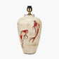 Emerayn Koi Natural Ceramic Table Lamp Base with Henry 40cm Tobacco Handloom Cylinder Lampshade
