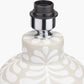 Tania Grey and White Pattern Ceramic Table Lamp Base with Lys 40cm Steel Grey Self Lined Linen Tapered Lampshade