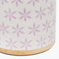 Thea Lillac and Gold Leaf Ceramic Table Lamp Base with Stellan 35cm Gold Slubbed Silk Mix Gold Lined Cylinder Lampshade