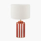 Raya Cinnamon and White Hand Painted Metal Table Lamp Base with Rouen 40cm White Boucle Cylinder Lampshade