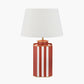 Raya Cinnamon and White Hand Painted Metal Table Lamp Base with Martigues 40cm White Boucle Tapered Lampshade