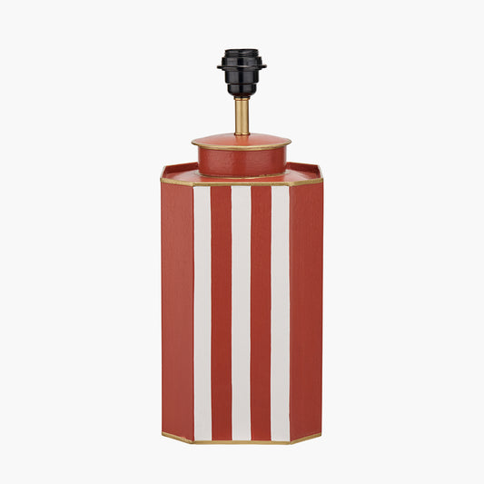 Raya Cinnamon and White Hand Painted Metal Table Lamp Base with Martigues 40cm White Boucle Tapered Lampshade