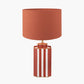 Raya Cinnamon and White Hand Painted Metal Table Lamp Base with Lino 40cm Cinnamon Self Lined Linen Cylinder Lampshade
