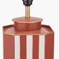 Raya Cinnamon and White Hand Painted Metal Table Lamp Base with Lino 40cm Cinnamon Self Lined Linen Cylinder Lampshade