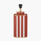 Raya Cinnamon and White Hand Painted Metal Table Lamp Base with Lino 40cm White Self Lined Linen Cylinder Lampshade