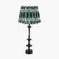 Emilio Matt Black Candlestick Table Lamp Base with Izara 35cm Racing Green Ikat Patterned Mushroom Pleat Tapered Lampshade
