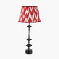 Emilio Matt Black Candlestick Table Lamp Base with Kamilah 40cm Red Chevron Patterned Mushroom Pleat Tapered Lamp Shade