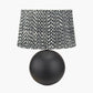 Benio Matt Black Metal Spherical Table Lamp Base with Vienna 35cm Black Chevron Mushroom Pleat Lampshade
