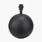 Benio Matt Black Metal Spherical Table Lamp Base with Vienna 35cm Black Chevron Mushroom Pleat Lampshade