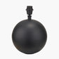 Benio Matt Black Metal Spherical Table Lamp Base with Vienna 35cm Blue Chevron Mushroom Pleat Lampshade