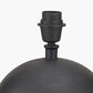 Benio Matt Black Metal Spherical Table Lamp Base with Vienna 35cm Blue Chevron Mushroom Pleat Lampshade