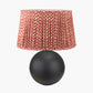 Benio Matt Black Metal Spherical Table Lamp Base with Vienna 35cm Red Chevron Mushroom Pleat Lampshade